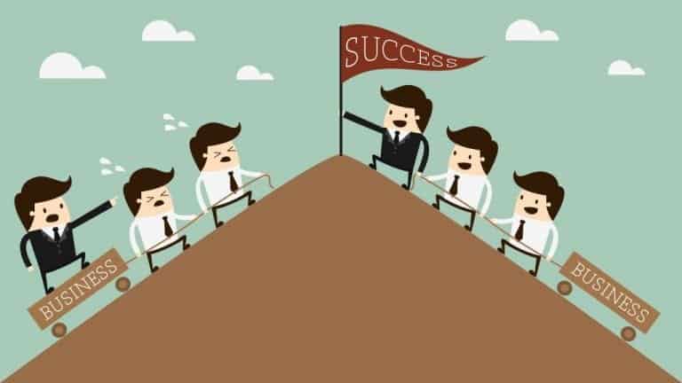 Two teams climbing a mountain. One where the team is doing all the work for the manager and the other where the manager is assisting in the work.