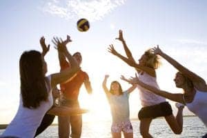 teams playing volleyball