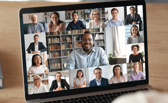 team video conference connecting virtually online