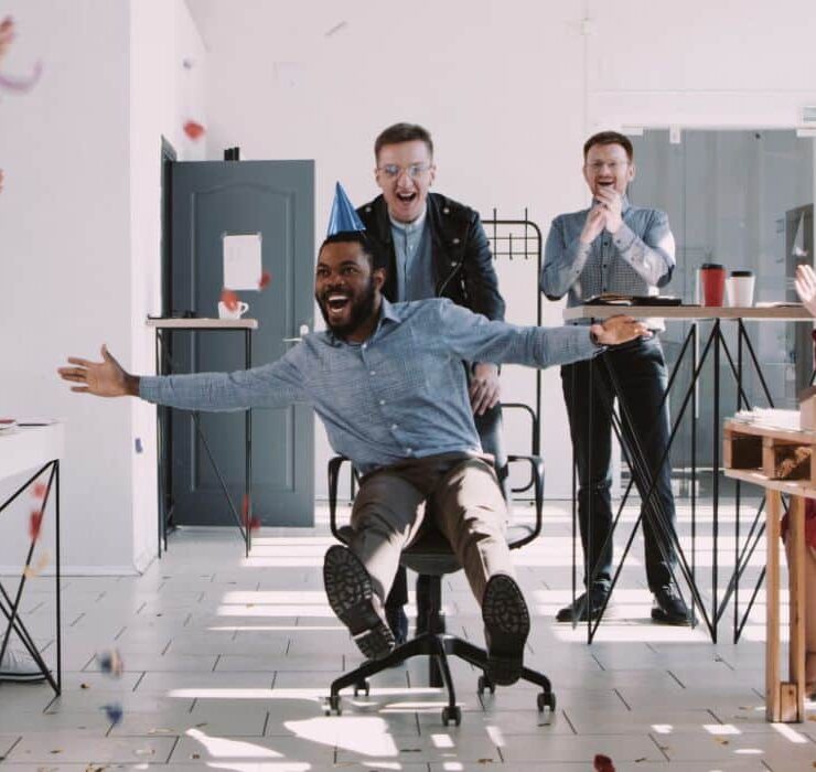 male enjoying his workplace