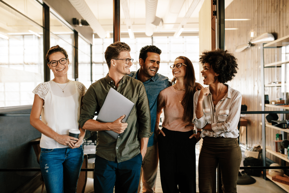 cohesive group smiling meditation and mindfulness
