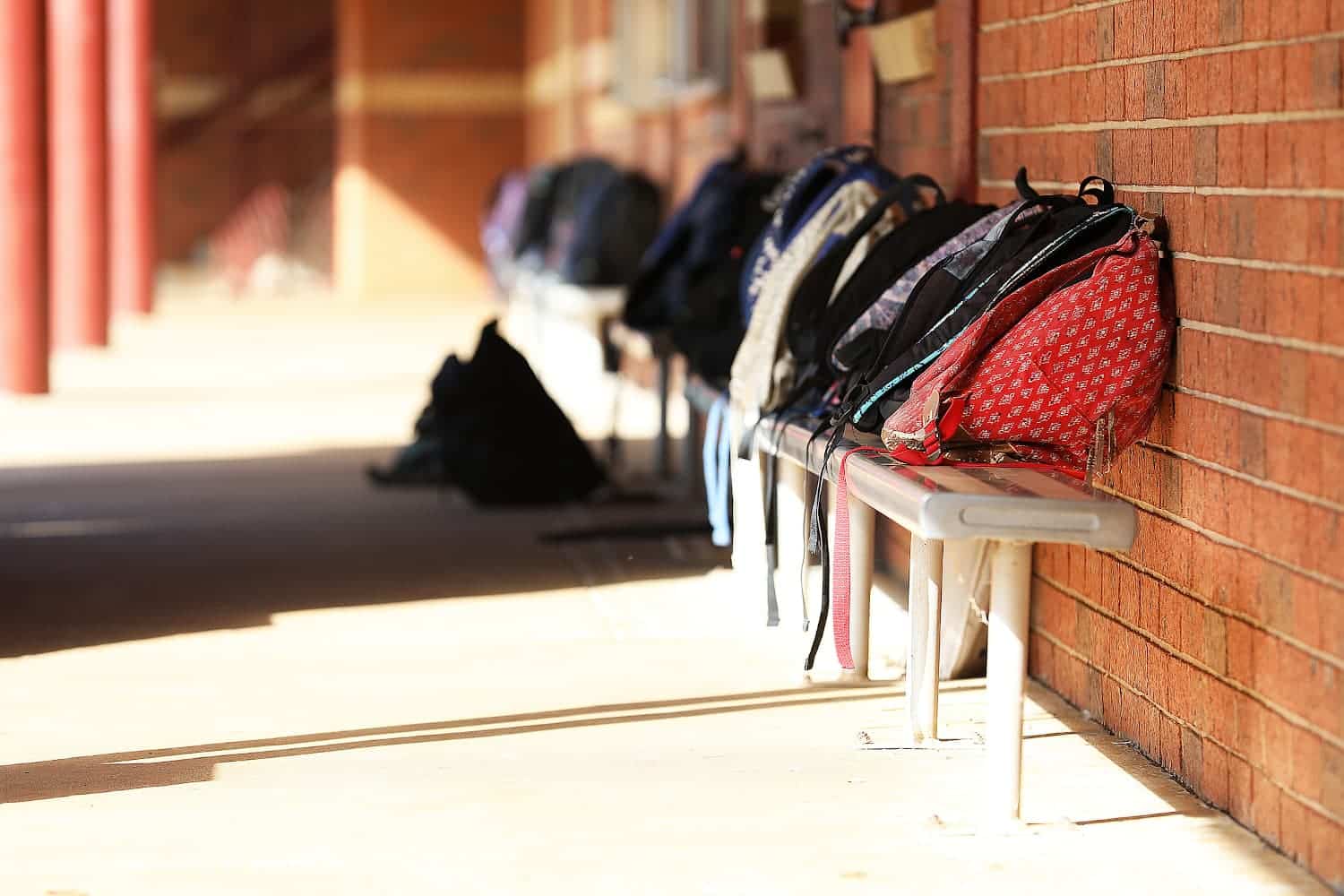 Backpacks in a row