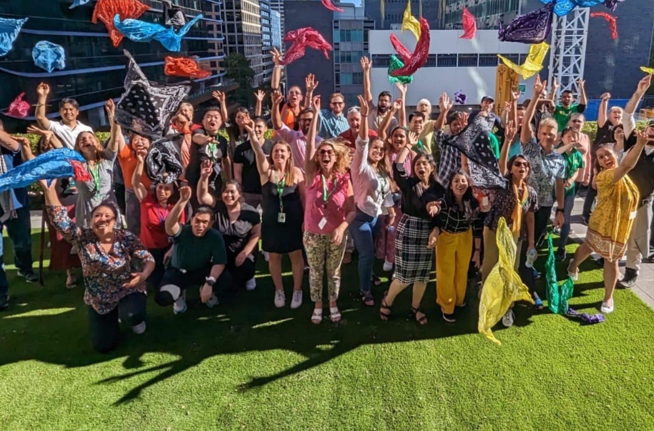 Amazing race team cheering